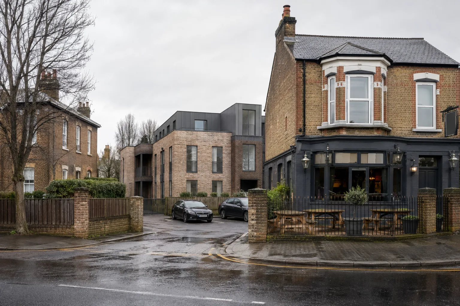 Generic pub with nearby residential development